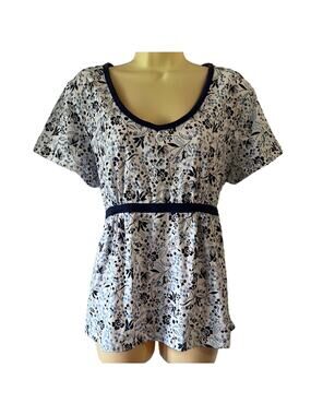 Bobbie Brooks Size 1X (16/18) Floral Print Knit Top Blouse